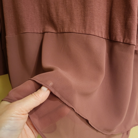 Simply Vera Wang  cotton and chiffon peplum top, XL/XXL, - Picture 2 of 6